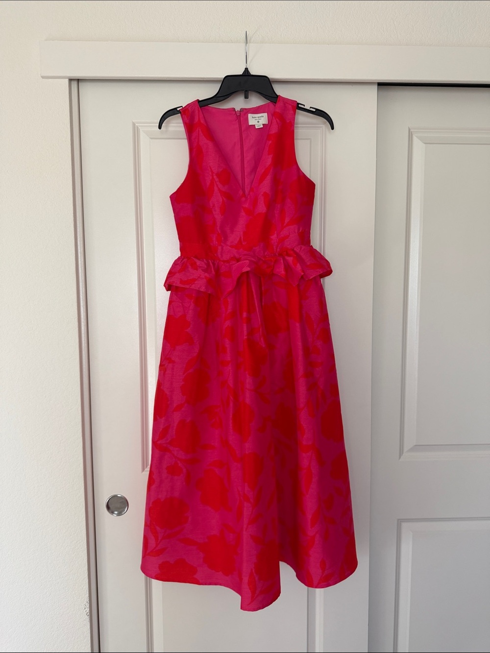 kate spade Bright Pink & Red Floral Fit-and-Flare Peplum Dress